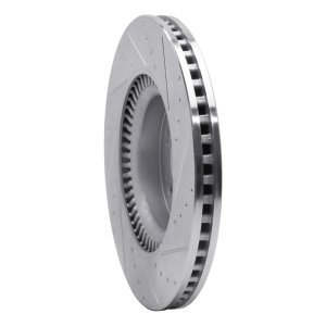 Genesis G80 Brake Rotor (1) - Front Left - R1 Concepts - Drilled & Slotted - Silver - `18-`20